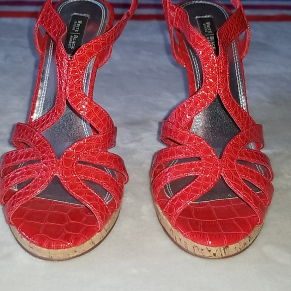 WHBM Red open toe heel shoes - Picture 5 of 10